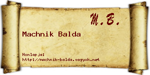 Machnik Balda névjegykártya